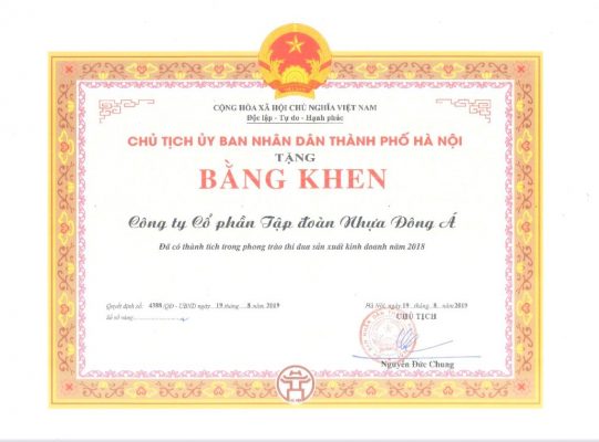 DAG nhận bằng khen của Chủ tịch UBND Thành phố Hà Nội trao tặng